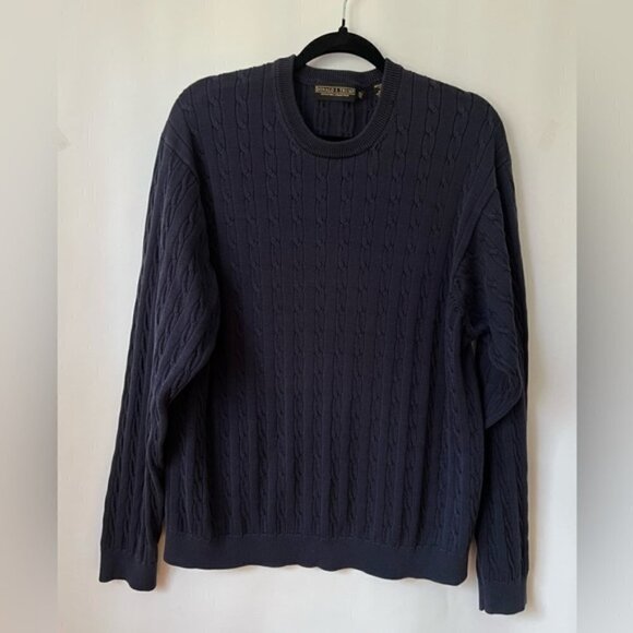 Donald J. Trump, Women’s Cotton Cable Knit Sweater - Navy Blue. Size: XL. - Picture 2 of 8